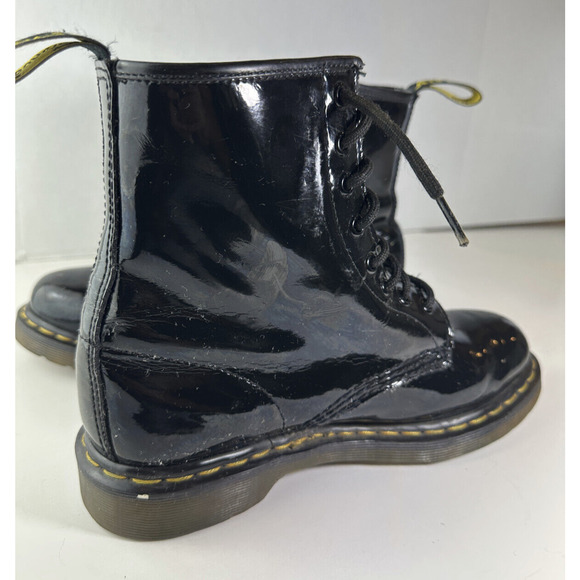 Doc Dr. Martens Shiny Patent Leather 1469 Boots Black Lace Up Women's Size 9 - Picture 5 of 16